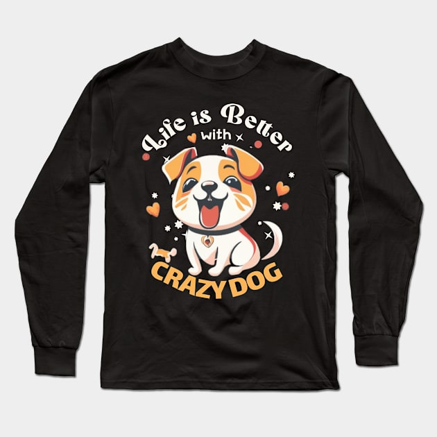 cute crazy dog Long Sleeve T-Shirt by AOAOCreation
